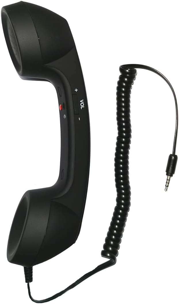 YTYKINOY Retro 3.5mm Telephone Handset Cell Phone Receiver Mic Microphone Speaker for iPhone iPad Mobile Phones Cellphone Smartphone (Black) - Image 1