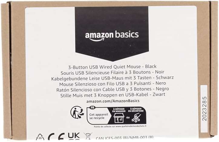 Amazon Basics 3-Button USB Wired Mouse with Precision Scroll Wheel, 1000 DPI, Ergonomic Grip, Plug and Play, 6-foot Cable, Black - Image 7