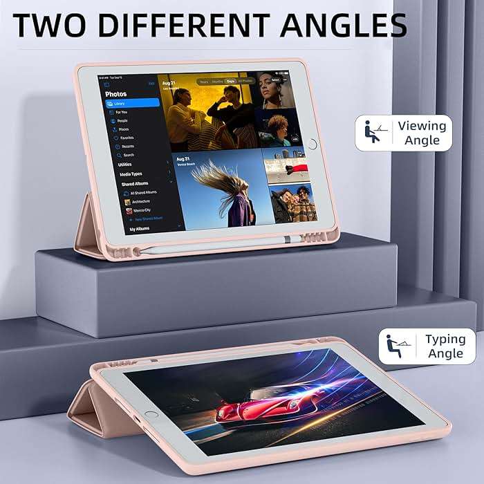 Mastten Compatible with iPad 9th/8th/7th Generation Case, for iPad 10.2 Inch Case with Pencil Holder, TPU Smart Stand Back Cover 2021/2020/2019, Auto Wake/Sleep, Rose Pink - Image 4