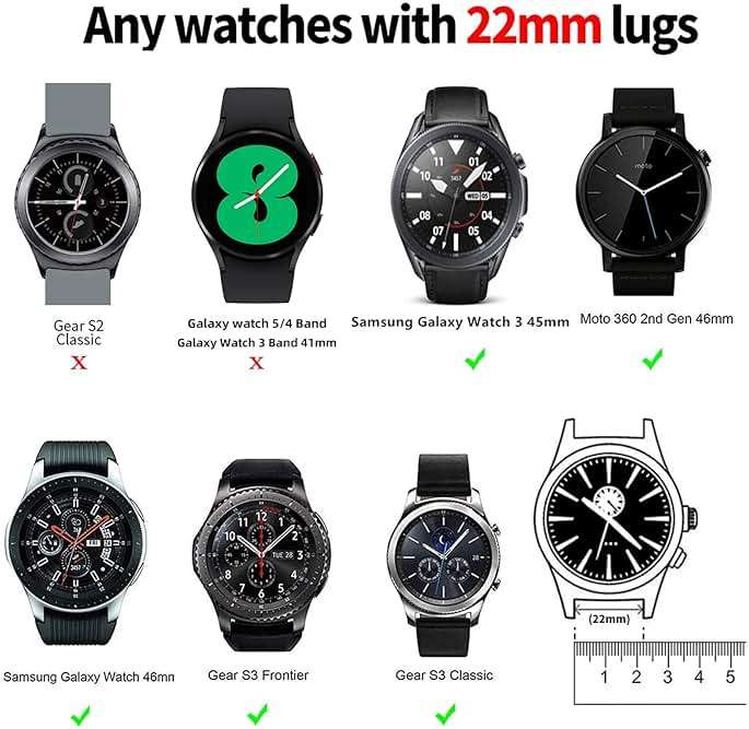 Lerobo [2 Pack Band Compatible with Samsung Galaxy Watch 3 45mm/Galaxy Watch 46mm Bands/Gear S3 Frontier, 22mm Smart Watch Band Silicone Casual Straps Accessories for Women Men Black/Blue Gray - Image 7