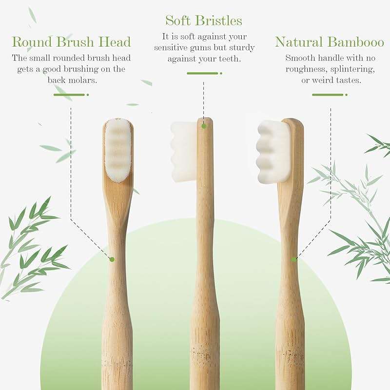 Daletu Extra Soft Bamboo Toothbrushes for Sensitive Gums, 20000 Extra Soft Bristle Toothbrushes for Adults, Eco-Friendly, Natural Wooden Organic Micro Nano Bamboo Bristle Toothbrush - 4 Pack - Image 4