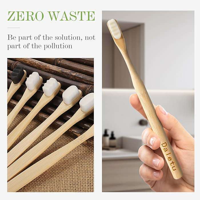 Daletu Extra Soft Bamboo Toothbrushes for Sensitive Gums, 20000 Extra Soft Bristle Toothbrushes for Adults, Eco-Friendly, Natural Wooden Organic Micro Nano Bamboo Bristle Toothbrush - 4 Pack - Image 6