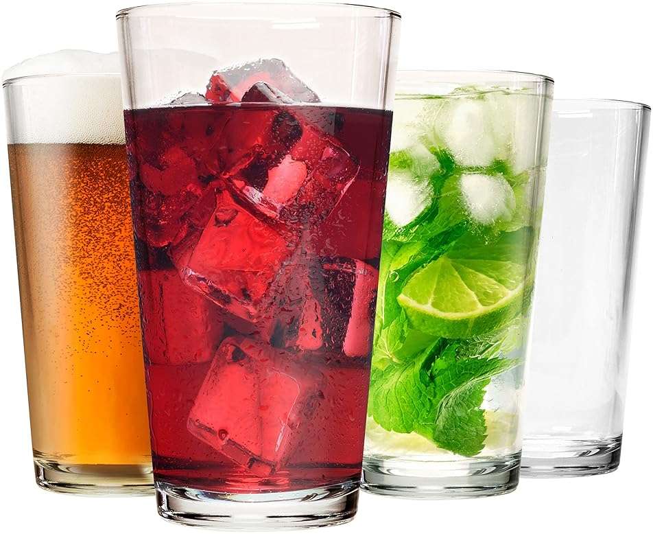 Drinking Glasses Set of 12-16 oz Glass Cups - Pint & Beer Glasses - Dishwasher Safe Water Glasses - Highball Tumblers - Image 8