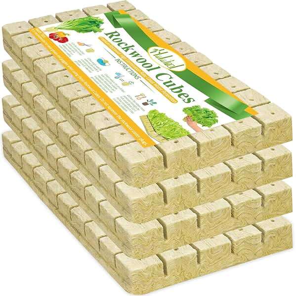 Halatool 1 Inch Rockwool Cubes Garden Rock Wool Stonewool Grow Cubes Starter Plugs for Hydroponics Soilless Cultivation Clone Plants Germination Start (4 Sheets, 200 Plugs in Total) - Image 1