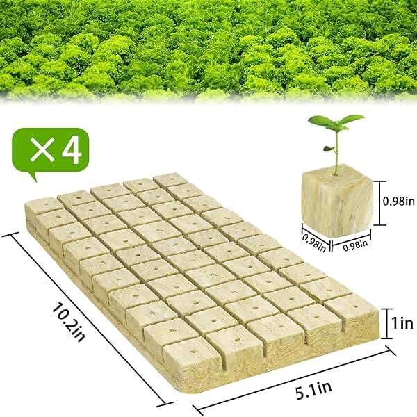 Halatool 1 Inch Rockwool Cubes Garden Rock Wool Stonewool Grow Cubes Starter Plugs for Hydroponics Soilless Cultivation Clone Plants Germination Start (4 Sheets, 200 Plugs in Total) - Image 2