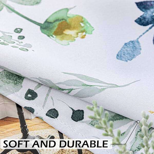 MYSKY HOME Floral Blackout Curtains 63 Inch Long Living Room Bedroom Summer Curtains Thermal Insulated Curtains Room Darkening Curtains Printed Flower Leaf Window Treatments, 2 Panels, Yellow and Blue - Image 7