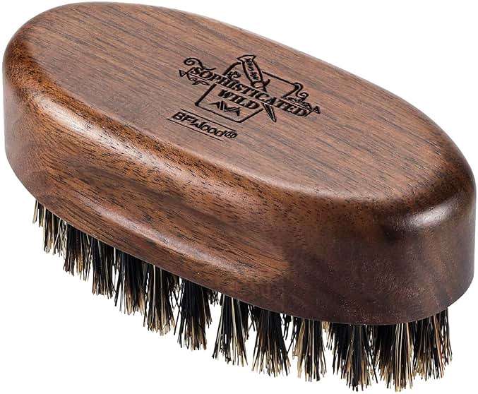 BFWood Small Travel Beard Brush - Natural Boar Bristles with Black Walnut Wood - Image 1