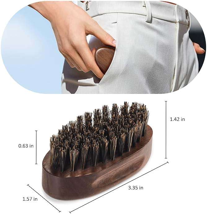 BFWood Small Travel Beard Brush - Natural Boar Bristles with Black Walnut Wood - Image 3