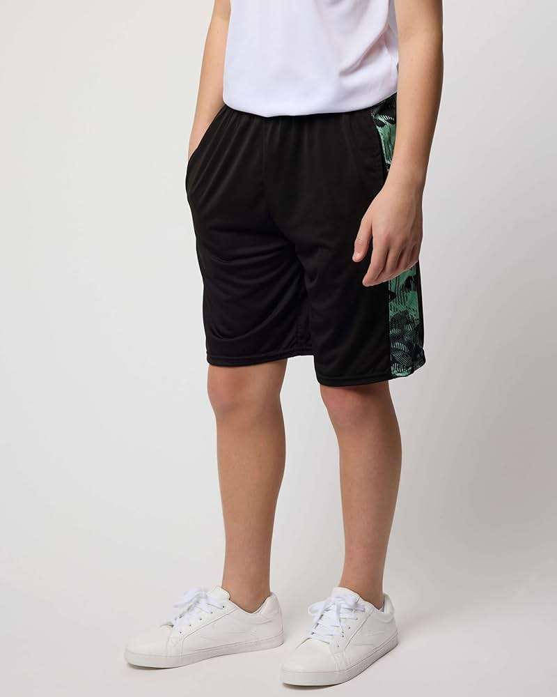 Real Essentials 5 Pack: Boys' Dry Fit Basketball Shorts for Youth Kids Teens - Athletic Running Soccer Sports with Pockets - Image 2