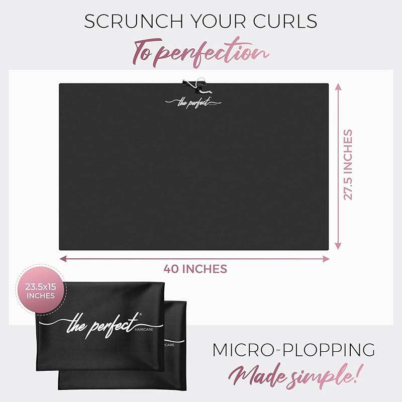THE PERFECT HAIRCARE Microfiber Hair Plopping Towel Set – Super Absorbent Anti-Frizz Hair Drying Wrap + 2 Curl Scrunching Towels – Fast Drying, Lightweight Wrap for Women, Girls & All Hair Types - Image 3