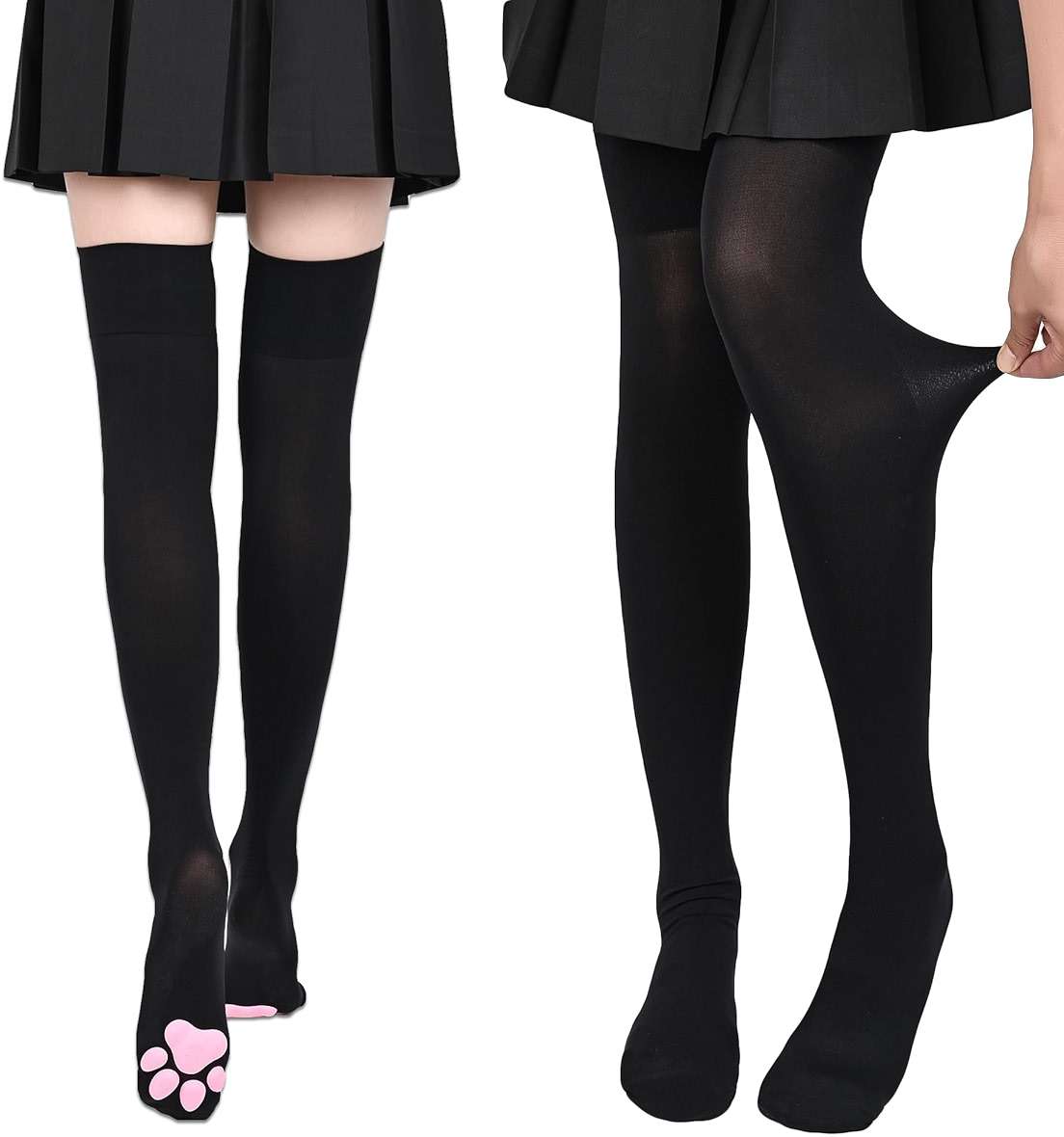 Cat Paw Thigh High Socks Golves, Cute Soft 3D Toe Beans Socks Mittens Kitten Claw Pad Socks for Girl Women Cosplay Set… - Image 4