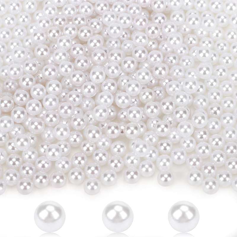 Suream White 1300Pcs Vase Fillers Pearls, 8mm/0.31in Faux Plastic Pearls for Crafts No Hole, Decorative Bulk Filler Beads for Home Centerpiece, Makeup Brush Holder, Wedding Candles, Table Scatter - Image 1