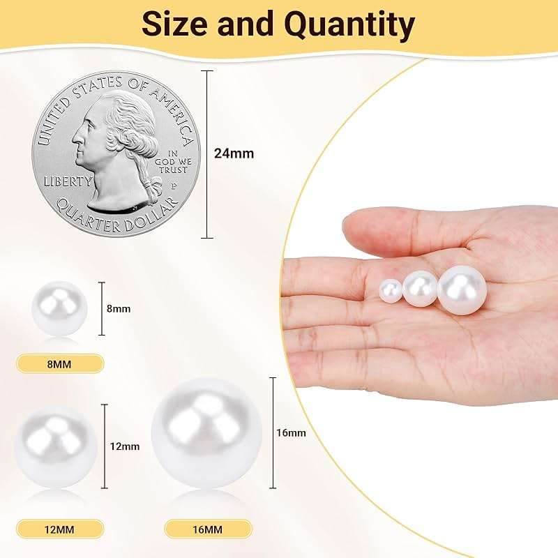 Suream White 1300Pcs Vase Fillers Pearls, 8mm/0.31in Faux Plastic Pearls for Crafts No Hole, Decorative Bulk Filler Beads for Home Centerpiece, Makeup Brush Holder, Wedding Candles, Table Scatter - Image 3