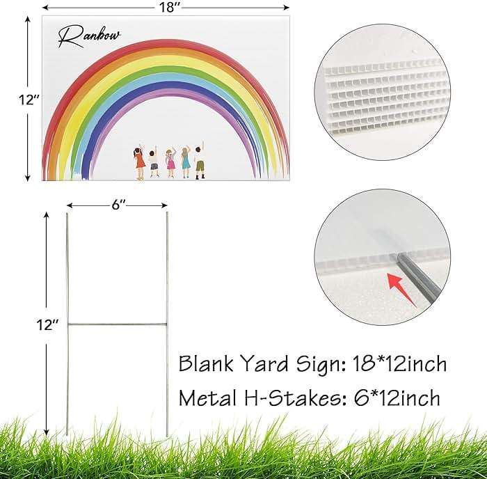 Blank Yard Lawn Signs, 4 Pack 18 x 12 Inches White Plastic For Happy Birthday,Garage Sale, Rent, Guidepost Decorations, Blank Lawn Signs With Stakes - Image 2
