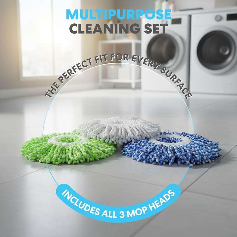 Simpli-Magic 79349 Spin Mop Cleaning System with 3 Microfiber Mop Heads, Red/Black - Image 4