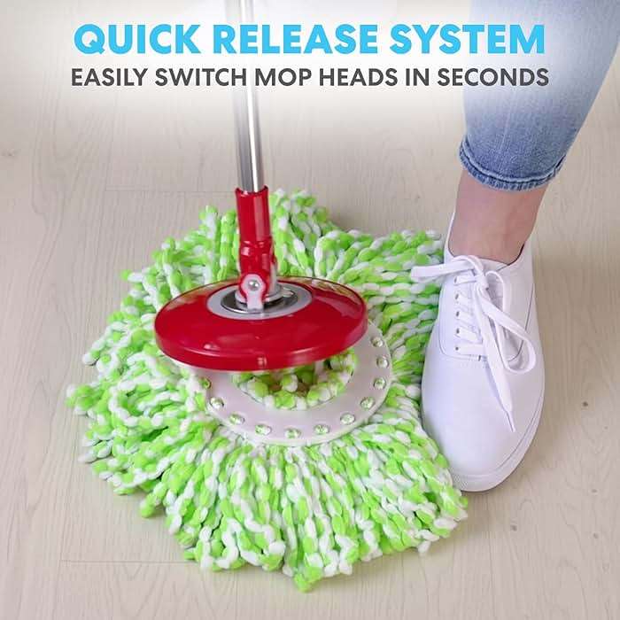 Simpli-Magic 79349 Spin Mop Cleaning System with 3 Microfiber Mop Heads, Red/Black - Image 5