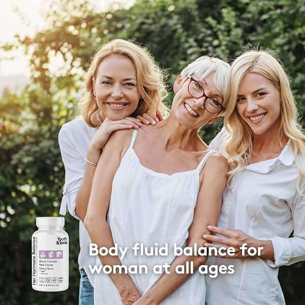 Youth & Tonic PMS & Menopause Bloating Relief Duo – Support for Puffiness, Hormonal Balance & Fluid Retention – Her Hormone Balance + Water Weight Away Natural Herbs for Women, 90 Capsules - Image 4