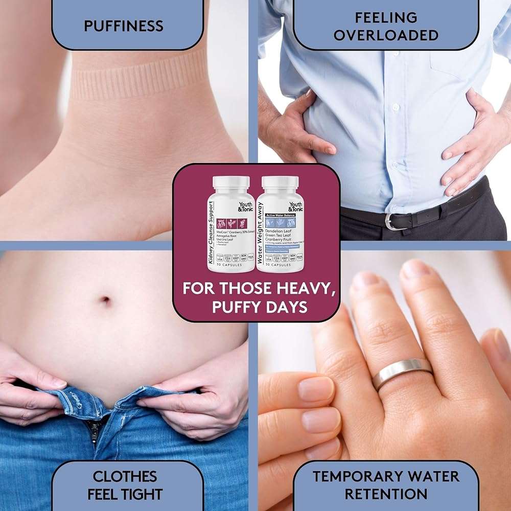 Youth & Tonic Gentle Body Cleanse & Detox – Clean Reset with Natural Flush & Diuretic Balance – 2PK: Kidney Cleanse Support + Water Weight Away, 60 Pills - Image 3