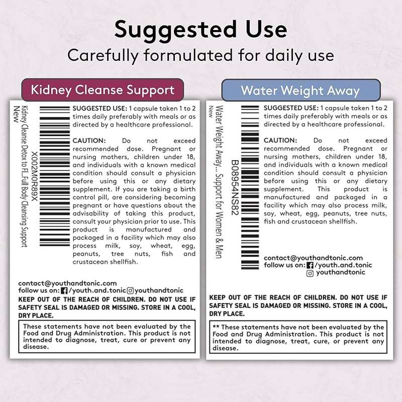 Youth & Tonic Gentle Body Cleanse & Detox – Clean Reset with Natural Flush & Diuretic Balance – 2PK: Kidney Cleanse Support + Water Weight Away, 60 Pills - Image 8