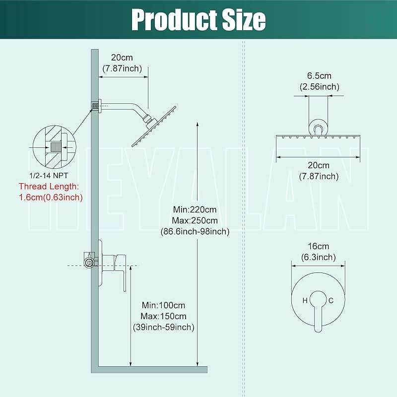 Heyalan Shower Faucet Set with Valve, Bathroom Shower System, Wall Mount Single Handle Shower Trim Kit, Fixed Rainfall Shower Head, 8-Inch Round Shower Head, Matte Black - Image 6