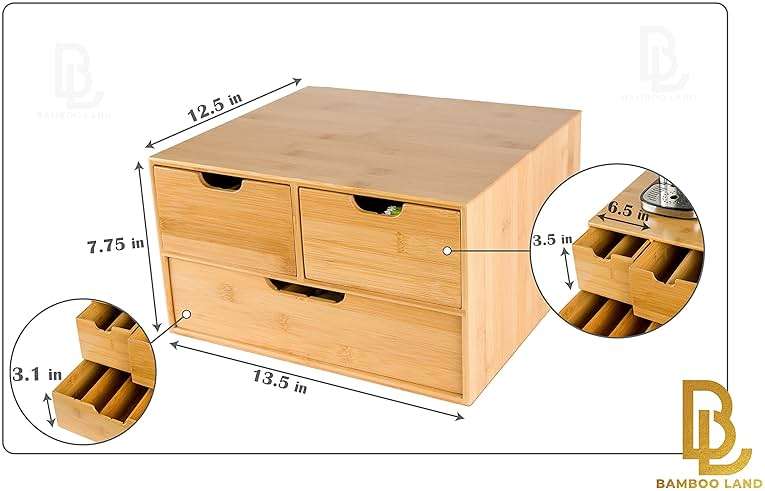 BAMBOO LAND- Extra Large Bamboo K Cup Holder for Counter, 2-Tier K-Cup Organizer Drawer - Image 3