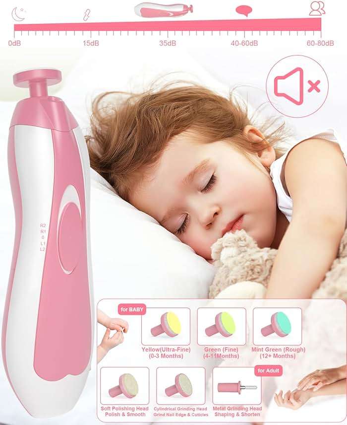 OTTOLIVES Baby Healthcare and Grooming Kit, 24 in 1 Baby Electric Nail Trimmer Set Newborn Nursery Health Care Set for Newborn Infant Toddlers Baby Boys Girls Kids Haircut Tools (0-3 Years+) (Pink) - Image 6