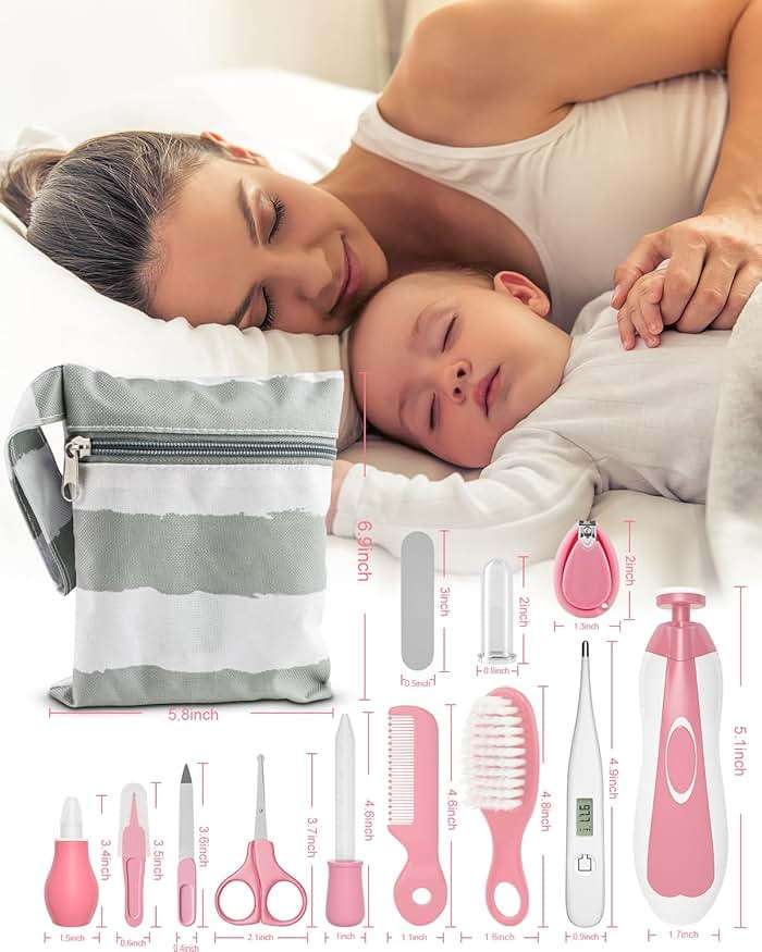 OTTOLIVES Baby Healthcare and Grooming Kit, 24 in 1 Baby Electric Nail Trimmer Set Newborn Nursery Health Care Set for Newborn Infant Toddlers Baby Boys Girls Kids Haircut Tools (0-3 Years+) (Pink) - Image 7