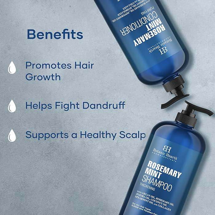 Botanic Hearth Rosemary Mint Shampoo and Conditioner Set, Thickening Formula, Promotes Hair Growth and Scalp Health Sulfate Free & Paraben Free, for Men & Women | 16 fl oz each - Image 6
