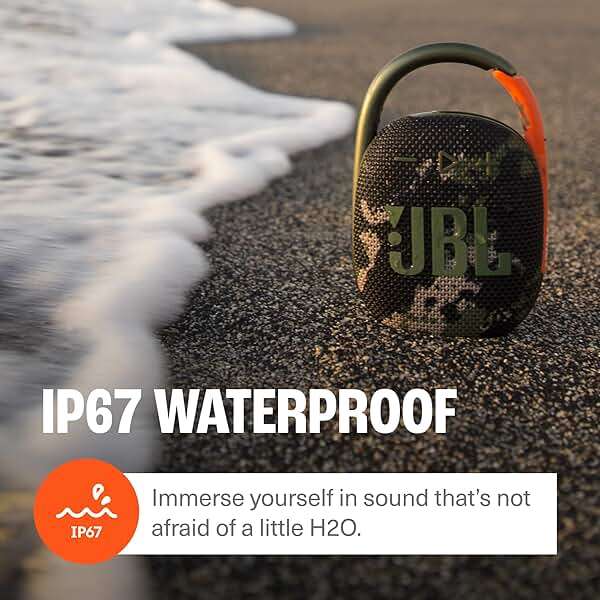 JBL Clip 4 - Portable Mini Bluetooth Speaker, big audio and punchy bass, integrated carabiner, IP67 waterproof and dustproof, 10 hours of playtime, speaker for home, outdoor and travel (Black) - Image 6