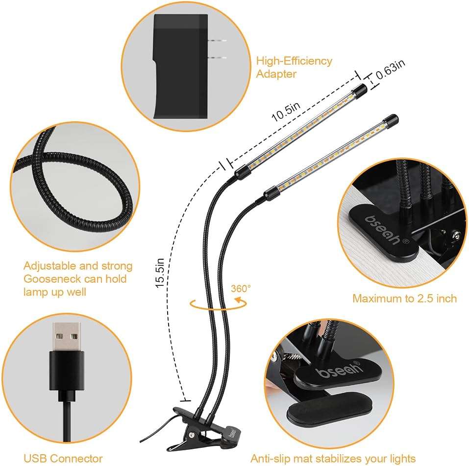 bseah Grow Light Plant Lights for Indoor Plants, Full Spectrum Plant Grow Lamp, 10 Dimmable Levels, Auto ON & Off with 3/9/12H Timer - Image 6