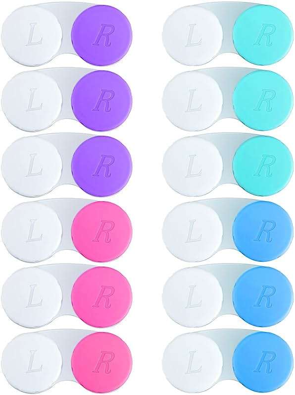QVVQ 12PCS Contact Lens Case, Colorful Contact Lens Box Left/Right Eyes Holder Container, Outdoor Mini Contact Lens Soak Storage Kit for Travel&Home. - Image 1