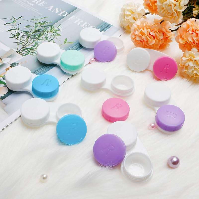 QVVQ 12PCS Contact Lens Case, Colorful Contact Lens Box Left/Right Eyes Holder Container, Outdoor Mini Contact Lens Soak Storage Kit for Travel&Home. - Image 5