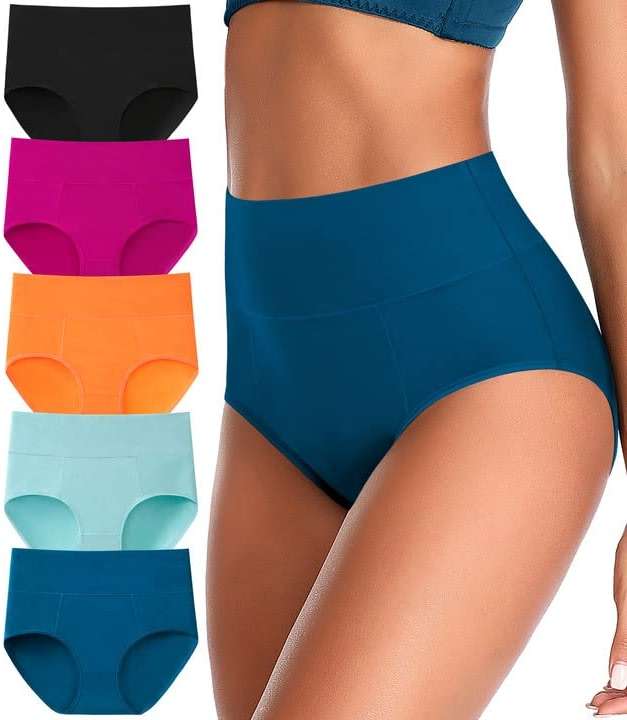 ASIMOON Tummy Control High Waisted Underwear for Women Cotton Plus Size Full Coverage Panties Ladies Briefs - Image 1