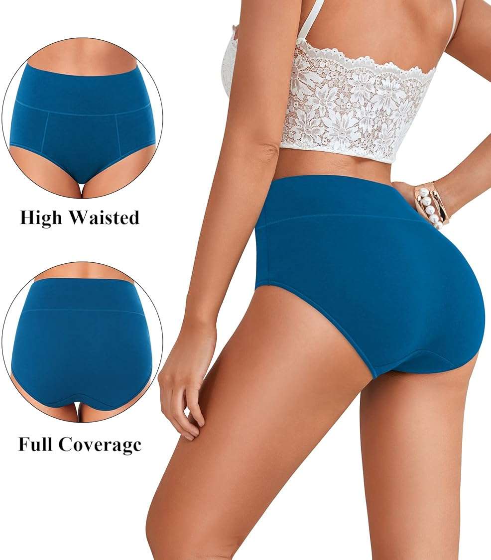 ASIMOON Tummy Control High Waisted Underwear for Women Cotton Plus Size Full Coverage Panties Ladies Briefs - Image 4