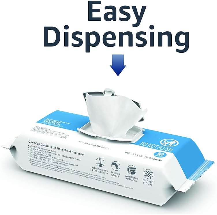 Amazon Basics Disinfecting Wipes, Lemon & Fresh Air Scent, Multi-Surface, Sanitizes/Cleans/Disinfects/Deodorizes, Strong & Convenient, 320 Count (4 Packs of 80) - Image 7