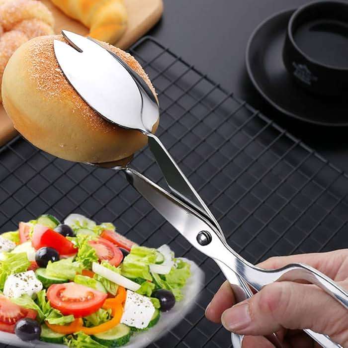 2 PACK Buffet Tongs,Stainless Steel Salad Tongs,Serving Tongs for Home Kitchen,Cake,Bread,Catering,Party,Barbecue,Seafood,Frying(10Inch and 8Inch) - Image 2