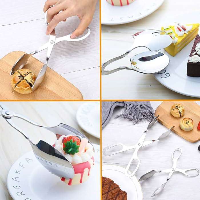 2 PACK Buffet Tongs,Stainless Steel Salad Tongs,Serving Tongs for Home Kitchen,Cake,Bread,Catering,Party,Barbecue,Seafood,Frying(10Inch and 8Inch) - Image 4
