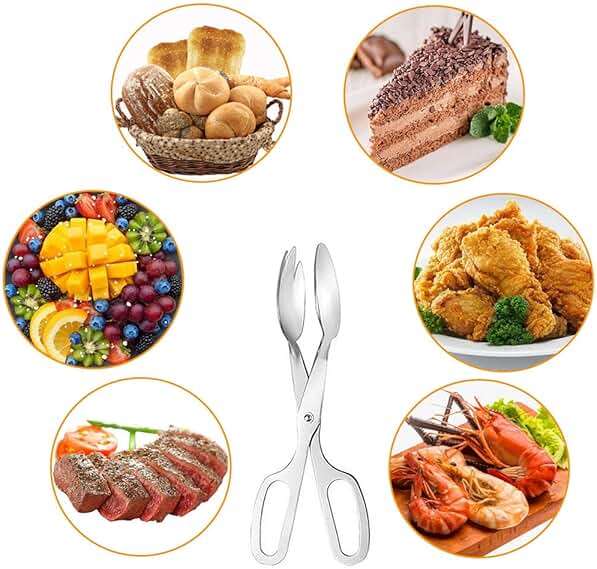 2 PACK Buffet Tongs,Stainless Steel Salad Tongs,Serving Tongs for Home Kitchen,Cake,Bread,Catering,Party,Barbecue,Seafood,Frying(10Inch and 8Inch) - Image 5