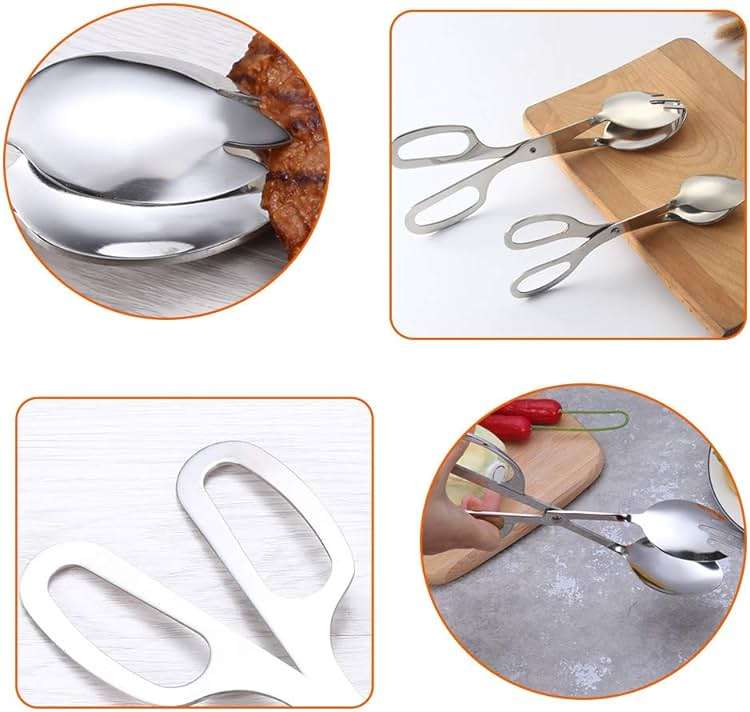 2 PACK Buffet Tongs,Stainless Steel Salad Tongs,Serving Tongs for Home Kitchen,Cake,Bread,Catering,Party,Barbecue,Seafood,Frying(10Inch and 8Inch) - Image 6