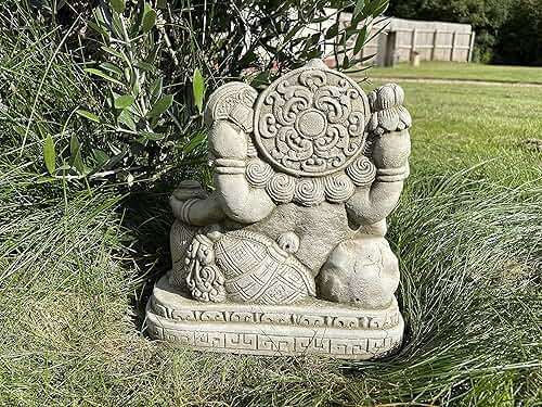Reconstituted Stone Reclining Ganesh Statue | Vintage Oriental Garden Ornament - Image 6
