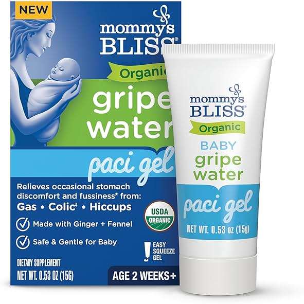Mommy's Bliss Organic Gripe Water Pacifier Gel for Newborns, Infant Gas, Colic & Fussiness*, Age 2 Weeks +, 0.53 Oz (45 Servings) - Image 1