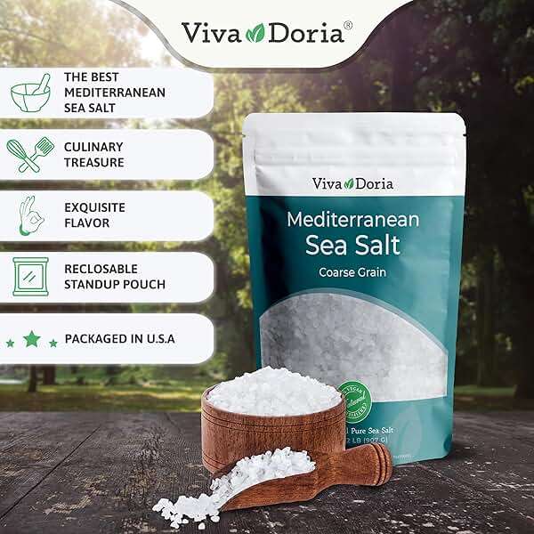 Viva Doria Malabar Whole Black Peppercorns, 12 oz + Mediterranean Sea Salt, Coarse Grain, 2 lb – Grinder Refill Pack | Sea Salt & Whole Black Pepper, 2-Piece Set - Image 2