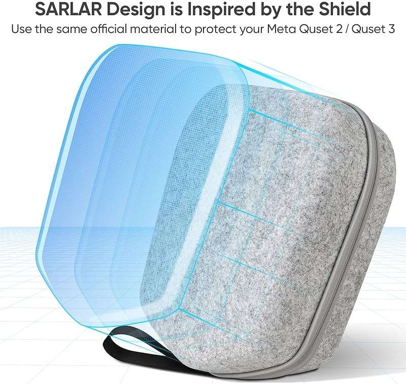 sarlar Hard Carrying Case Compatible with Meta Quest 3S/Quest 3/Oculus Quest 2/Vision Pro Official Original/Elite Strap VR Headset and Controller Accessories, Suitable for Travel and Home Storage - Image 4