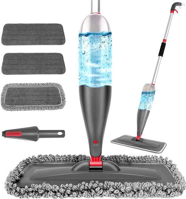 Spray Mop for Floor Cleaning with 3pcs Washable Pads - Wet Dry Microfiber Mop with 800 ml Refillable Bottle for Kitchen Wood Floor Hardwood Laminate Ceramic Tiles Dust Cleaning - Image 1