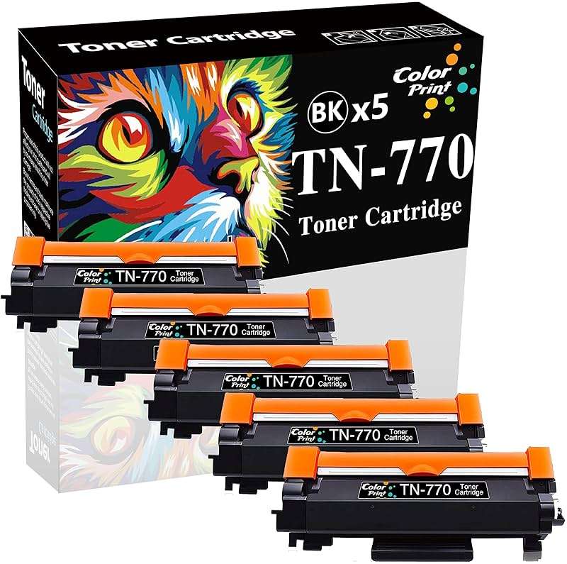 Color Print Compatible TN 770 Toner Cartridge Replacement for Brother TN770 Black High Yield for HL-L2370DW HL-L2370DWXL MFC-L2750DW MFC-L2750DWXL HL L2370DW L2750DW XL Laser Printer (5-Pack, TN 770) - Image 1