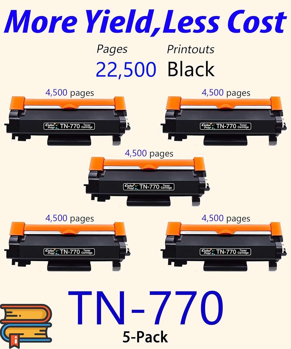 Color Print Compatible TN 770 Toner Cartridge Replacement for Brother TN770 Black High Yield for HL-L2370DW HL-L2370DWXL MFC-L2750DW MFC-L2750DWXL HL L2370DW L2750DW XL Laser Printer (5-Pack, TN 770) - Image 2