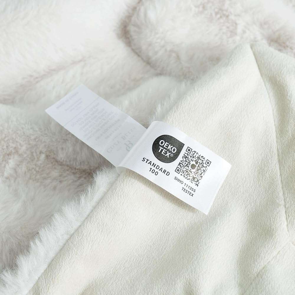 Cozy Bliss Deluxe Sheared Rabbit Faux Fur Throw Blanket, Soft Fuzzy High-Low Sculpted Plush Blanket for Couch, Cozy Home Accent, All Season Use, Beige 50"x60" - Image 7