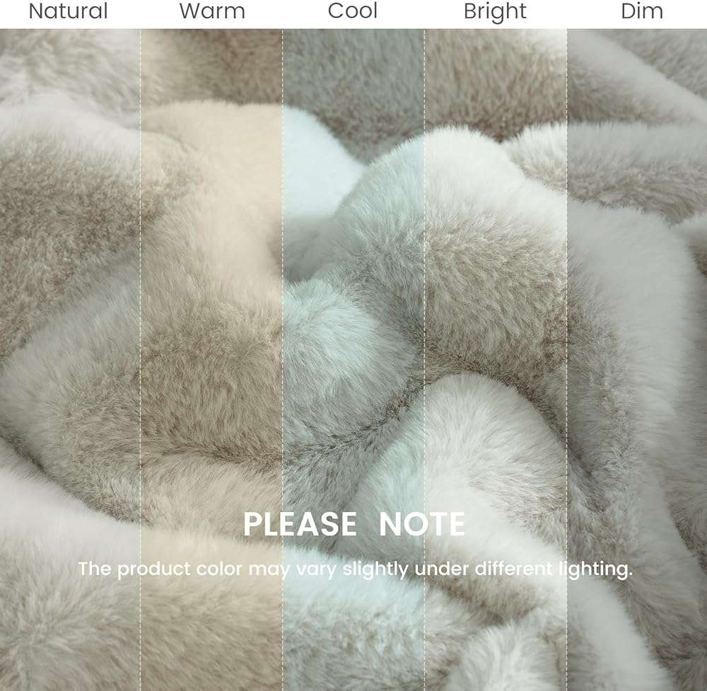 Cozy Bliss Deluxe Sheared Rabbit Faux Fur Throw Blanket, Soft Fuzzy High-Low Sculpted Plush Blanket for Couch, Cozy Home Accent, All Season Use, Beige 50"x60" - Image 10