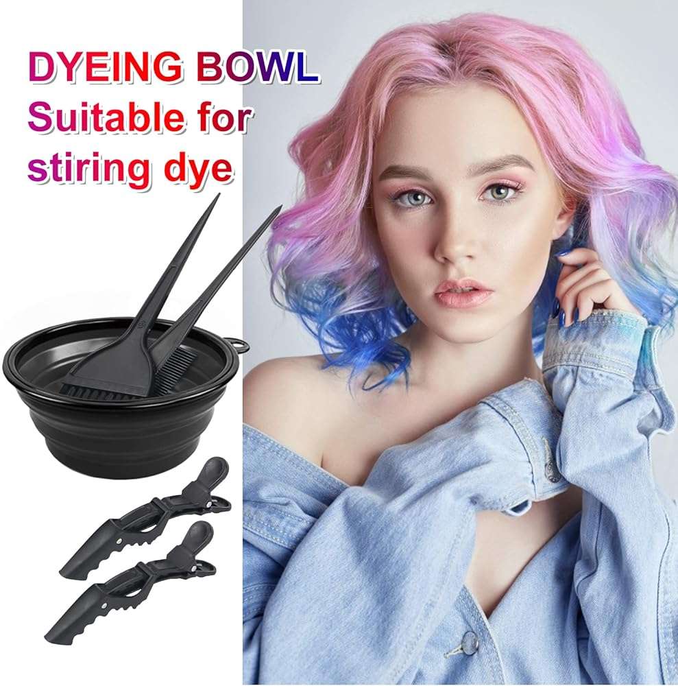 Yexixsr 5Pcs Professional Salon Hair Coloring Dyeing Kit, Hair Bleach Dit Hair Coloring Products with Hair Dye Brush, Hair Color Bowl, Hair Clips - Image 2