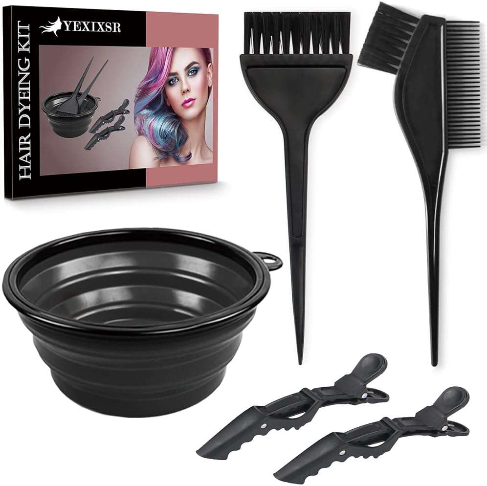 Yexixsr 5Pcs Professional Salon Hair Coloring Dyeing Kit, Hair Bleach Dit Hair Coloring Products with Hair Dye Brush, Hair Color Bowl, Hair Clips - Image 7